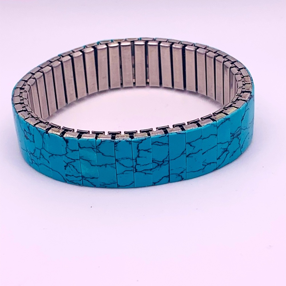 Turquoise Metal Stretch Bracelet